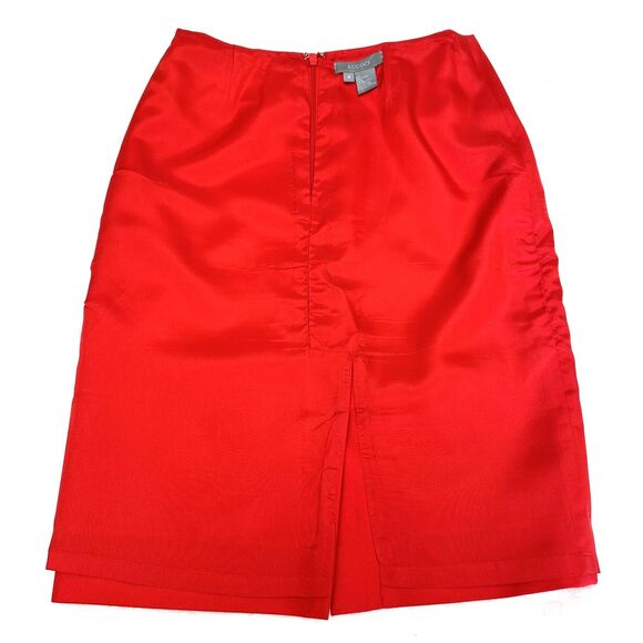 Eccoci Women's Scarlet Red Wool Knee Length Lined Pencil Skirt Sz 4 - Picture 14 of 15